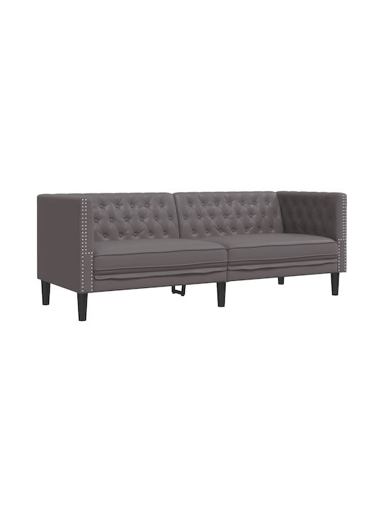 Three-Seater Couch Artificial Leather Grey 194x74.5x70.5 cm