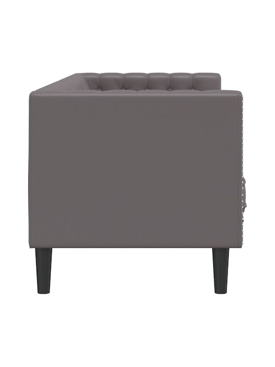 Three-Seater Couch Artificial Leather Grey 194x74.5x70.5 cm