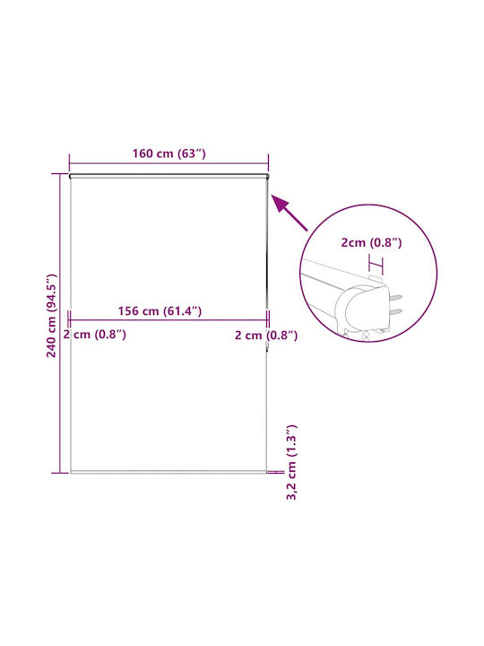 Vidaxl Perdea de Duș cu Casetă Rulou 160x240 cm Lățime Material 156 cm Multicolor