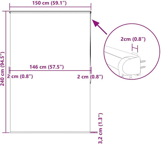 Vidaxl Duschvorhang Rollkassette 150x240 cm Stoffbreite 146 cm Grün