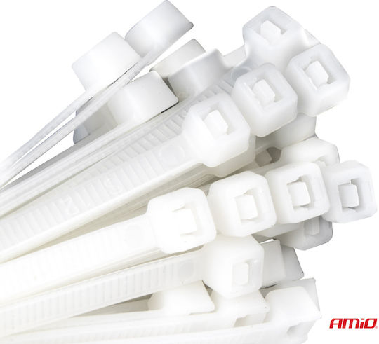 AMiO Δεματικά Καλωδίων Πλαστικά 150mmx2.5mm σε Λευκό χρώμα (100τμχ) (04306)