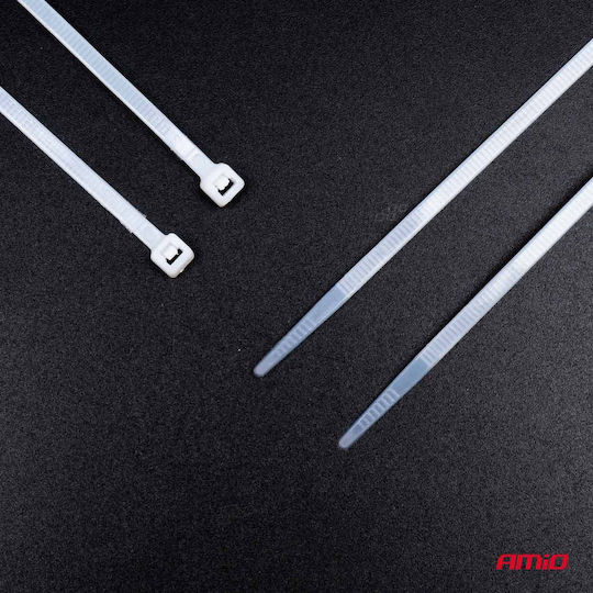 AMiO Δεματικά Καλωδίων Πλαστικά 150mmx2.5mm σε Λευκό χρώμα (100τμχ) (04306)