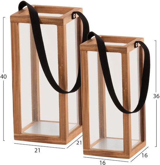 HomeMarkt Tabletop Glass Lantern Beige 21x21x40cm