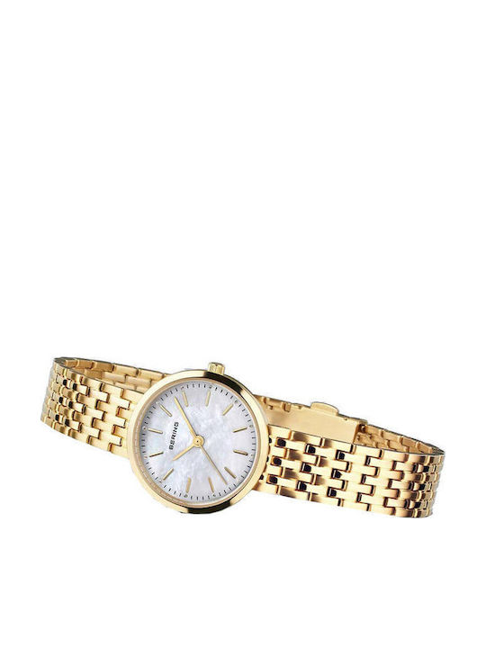 Bering Time Classic Crystals Damenuhr 26mm Batterie mit Gold Rostfreiem Stahlarmband
