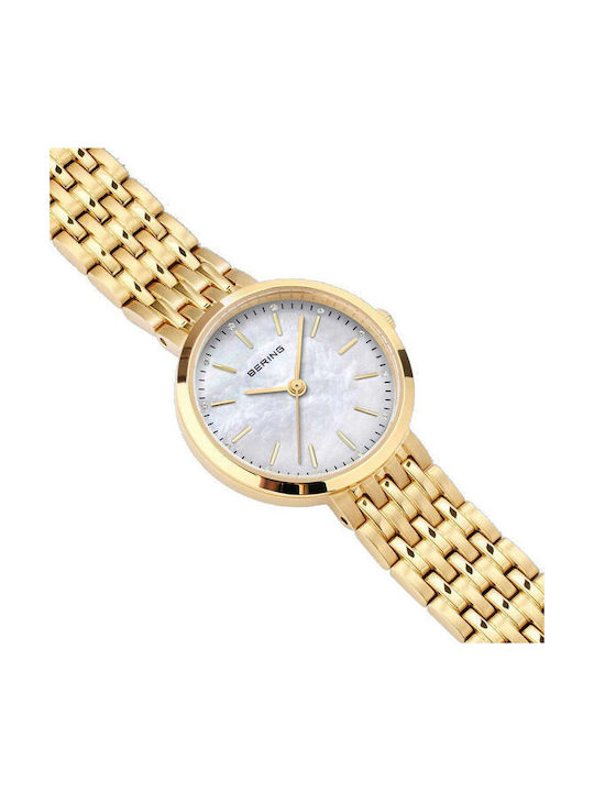 Bering Time Classic Crystals Damenuhr 26mm Batterie mit Gold Rostfreiem Stahlarmband