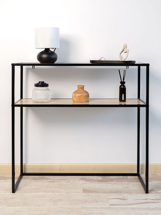 Console Table Wood & Metal Black L78xW27xH77cm