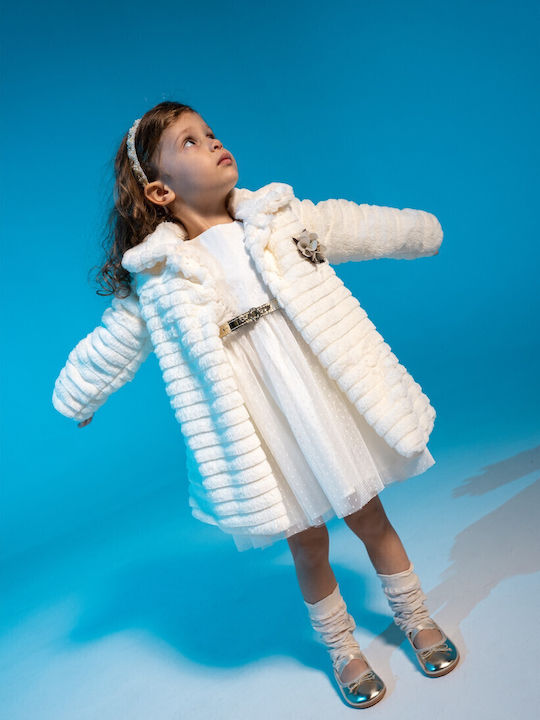 Kinderkleid Langärmelig mit Spitze Set aus 2 Ecru
