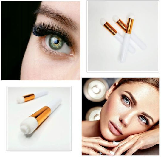 Compact Brush Cleaning Washing Eyelashes Face Nose Very Soft Bristles 10 Cm White Gold