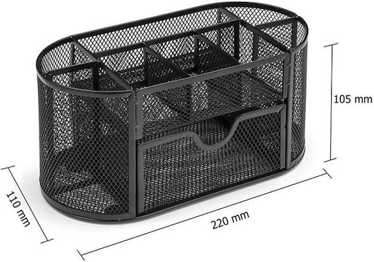 Metallic Desk Organizer in Black Color 1pcs 22x10x11cm