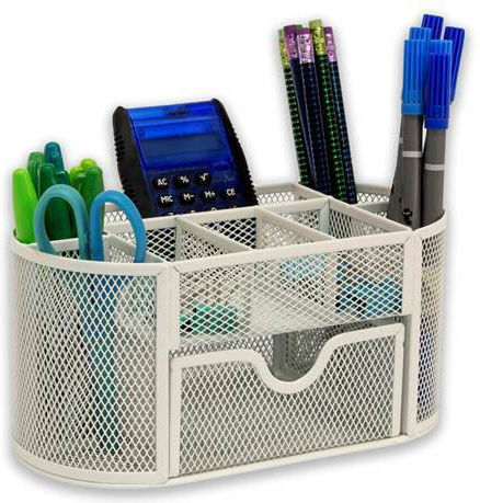 Metallic Desk Organizer in White Color 1pcs 22x11x10.5cm