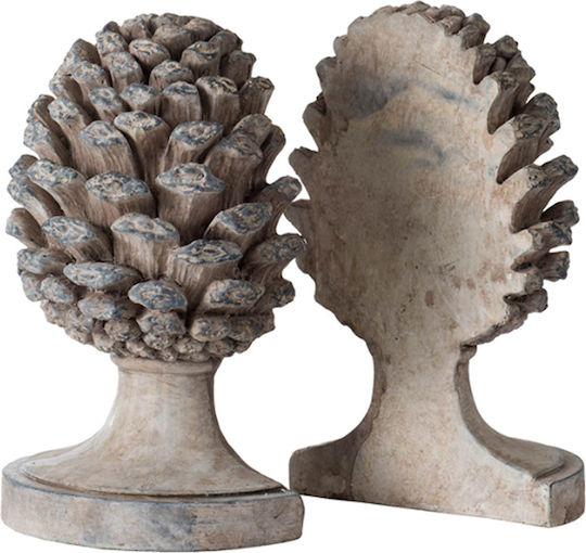 Artekko Pine Cone Βιβλιοστάτες Κουκουνάρα Ρητίνης Γκρι 23.5x18.5x15.5 Cm Σετ/2