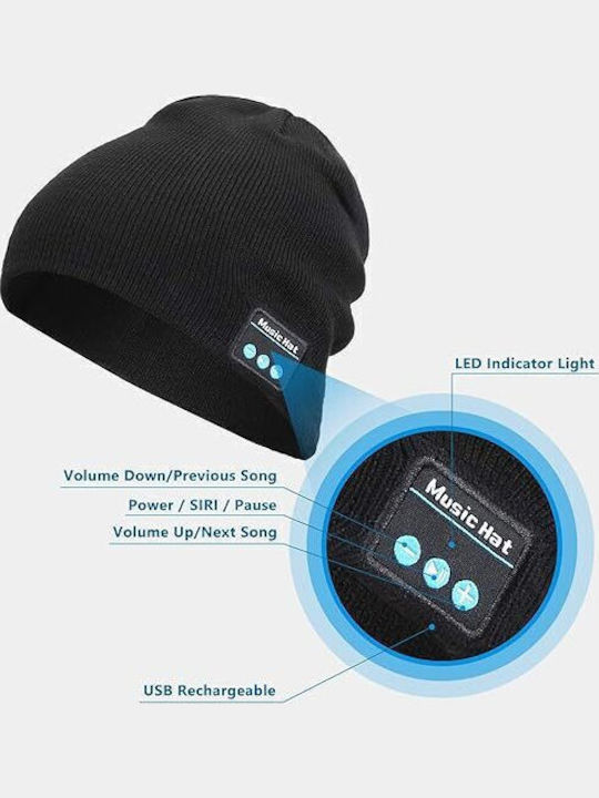 Miserwe Beanie Unisex Căciulă cu căști Tricotat în culoarea Negru