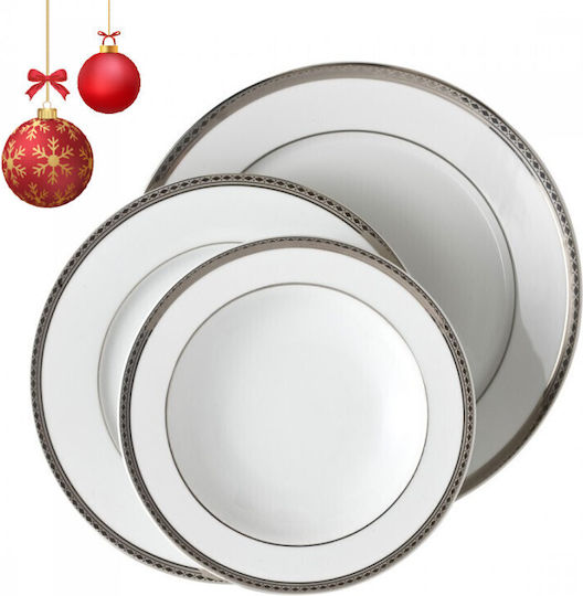 Emfasi Silver Porcelain Dinnerware Set 72pcs