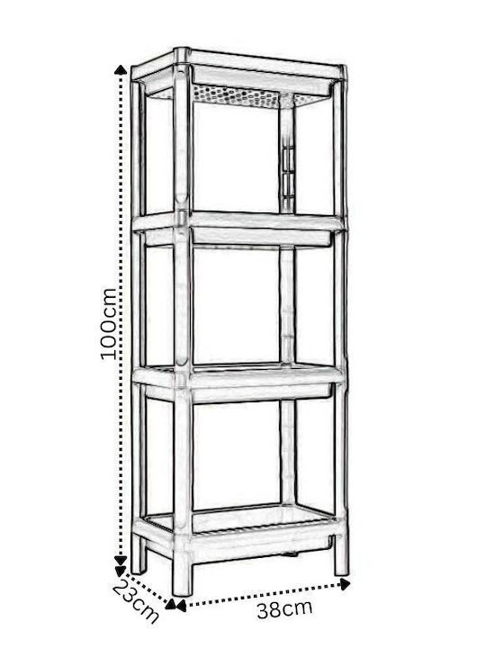 ArtPlast Floor Bathroom Shelf Plastic 38x23x100cm Black