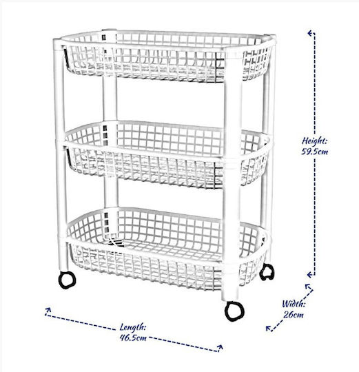 Troleu De Bucătărie Din Plastic Cu 3 Locuri Albastru 46.5x26x59cm