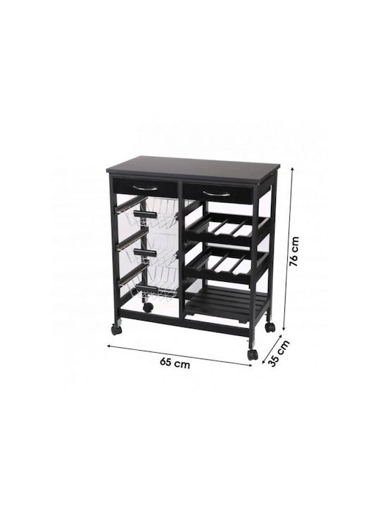Urban Living Wooden Kitchen Trolley 8 Tiers Black 65x35x76cm