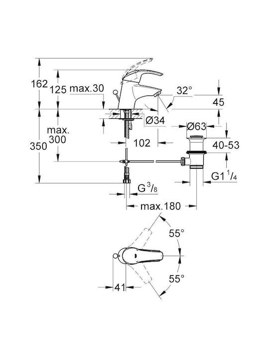 Grohe Eurosmart Mixing Sink Faucet Silver