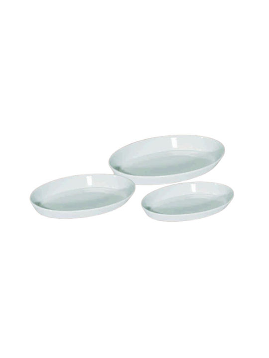 e-exoplismos Tiefe Ravierschale Servierplatte Oval aus Porzellan Weiß 18.5x10.5cm 24Stück