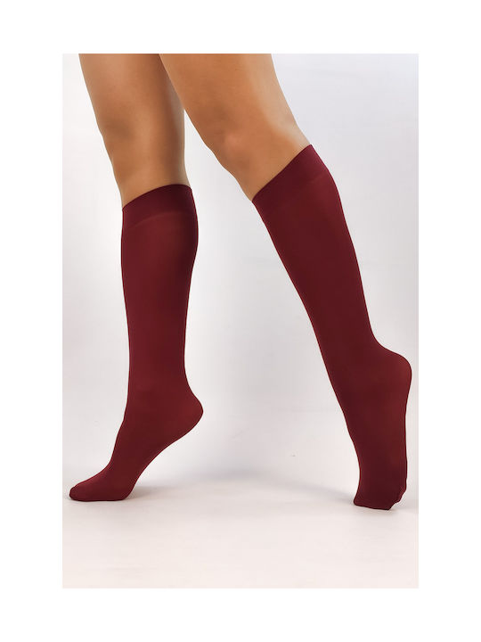 Women's Socks 50 Den Bordeaux with Print