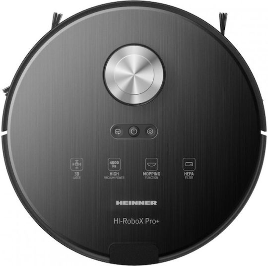 Heinner HI-RoboX PRO+ Σκούπα Ρομπότ με Χαρτογράφηση Laser & Απορρόφηση 4000Pa Μαύρη