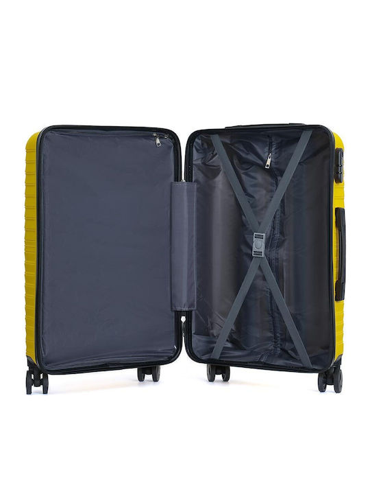 Amber Hard Yellow Suitcases With 4 Wheels Set Of 3 Pieces