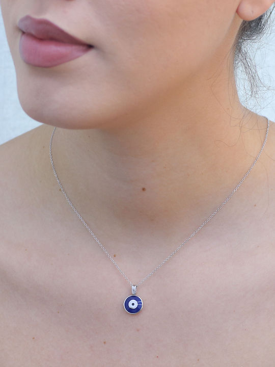 Blue Zircon Eye Charm Made of 9K White Gold