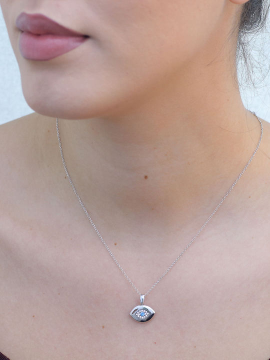 Charm Очи от Бяло Злато 9 Карата със Зиркон
