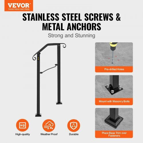 Vevor Handrail Arch #1 1 Step Matte Black Ltfs1h2bhsgm00001v0