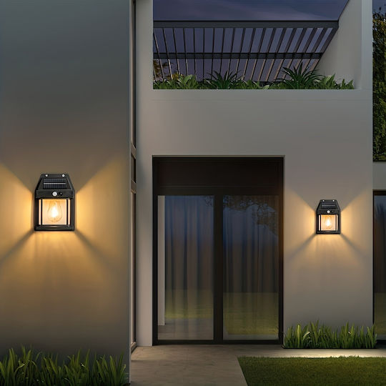 Set de 3 Lămpi Solare de Perete 2W 600lm Impermeabile IP65 pentru Grădină sau Casă Negru