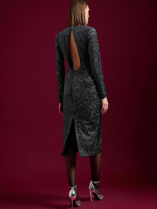 Midi Damenkleid für Hochzeit - Taufe Samt Schwarz