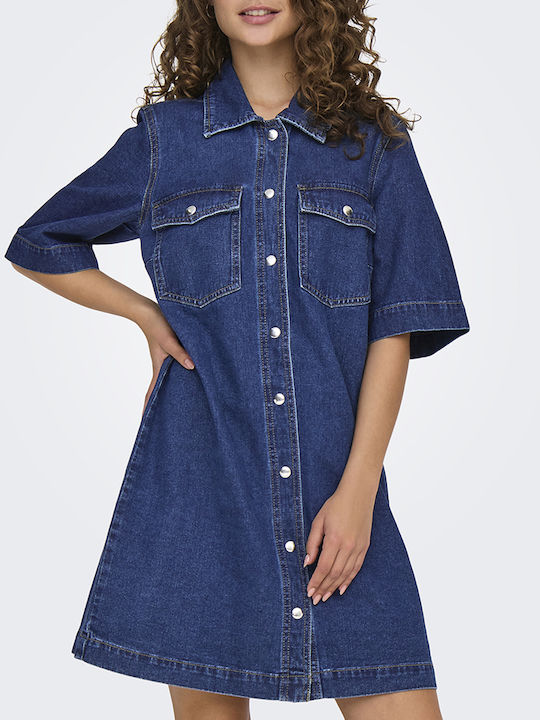 Only Mini Shirt Dress Dress Dark Blue Denim