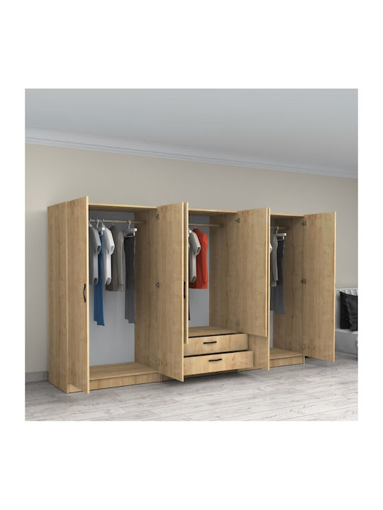 Шест врати Гардероб Victoria Natural Beech 300x60x181см