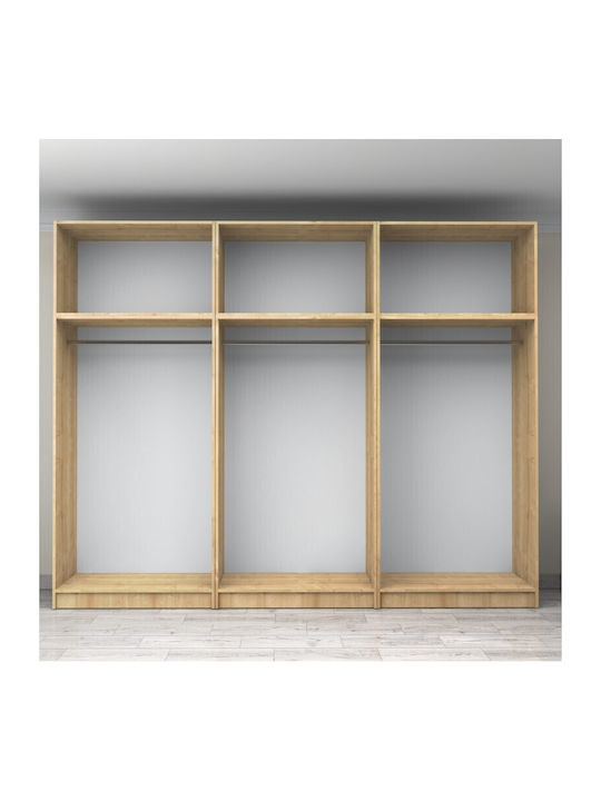 Sechs Türen Kleiderschrank Victoria mit Aufsatz Natural Beech 300x60x240cm