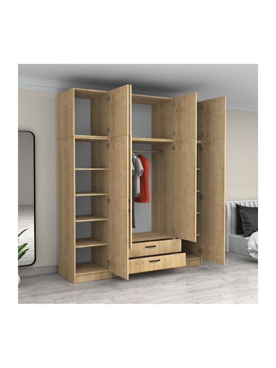 Four Door Wardrobe Victoria with Loft Natural Beech 200x60x240cm