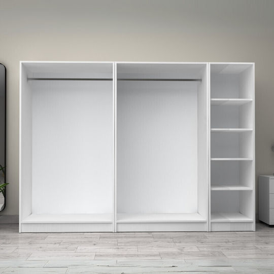 Victoria Πεντάφυλλη Ντουλάπα Λευκό 250x60x181cm