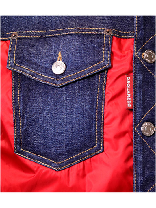Sleeveless Denim Jacket Red