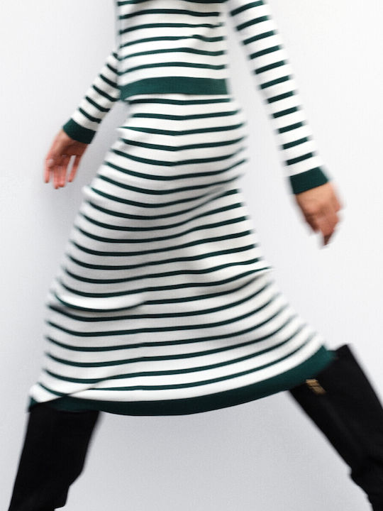 Hoch tailliert Midi Rock Green