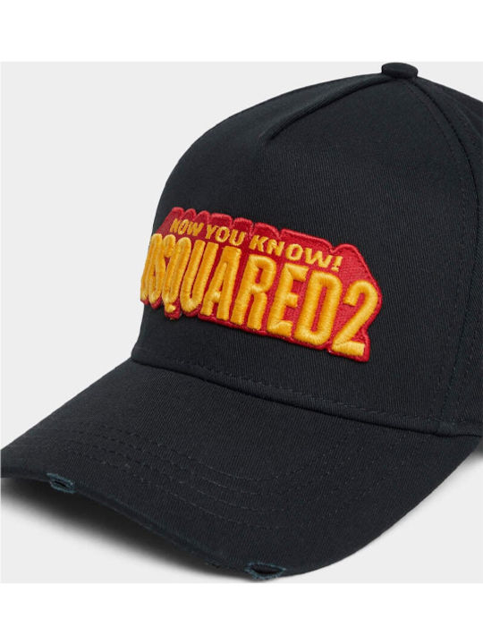 Dsquared2 Slogan Baseball Καπέλο Strapback Bcm0901 05c00001 2124 Μαύρο Βαμβακερό