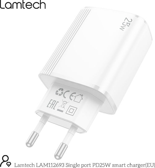 Lamtech USB-C to Lightning Cable 27W Λευκό 1m (LAM114505)