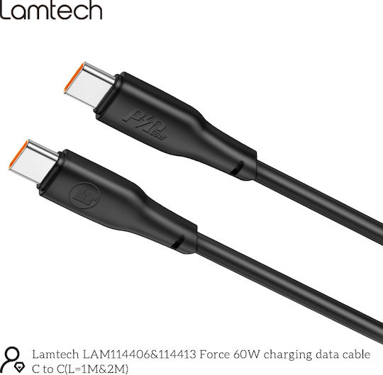 Lamtech Cablu USB 2.0 USB-C Masculin - USB-A 100W PD Alb 1m LAM114529