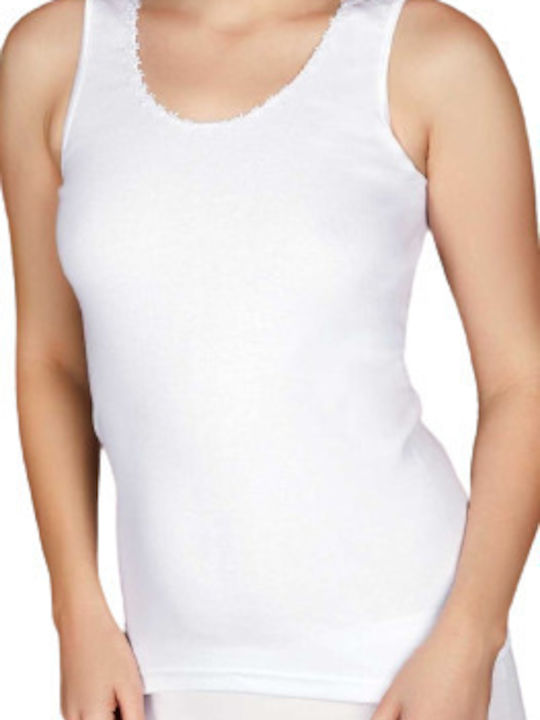 Anil Ev & Ic Giyim Women's Cotton T-Shirt with Spaghetti Strap White