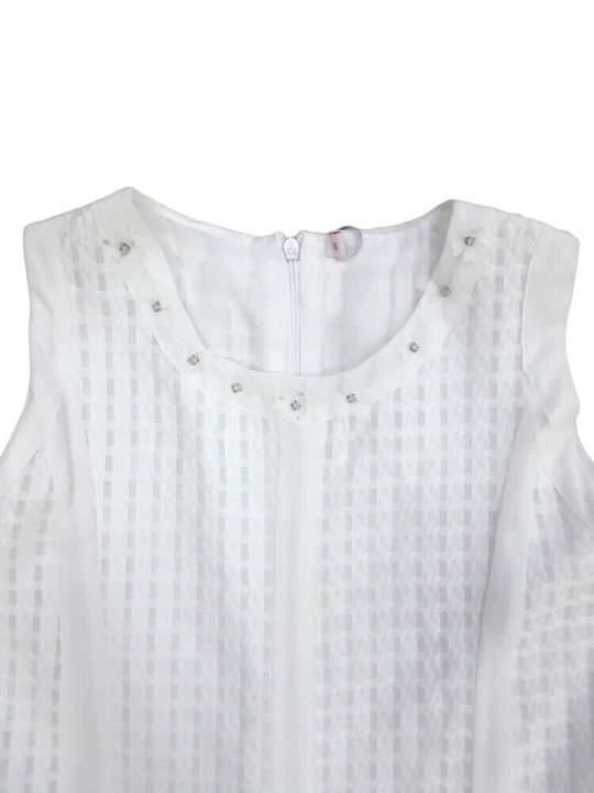 Evita Children's Dress with Sequins White