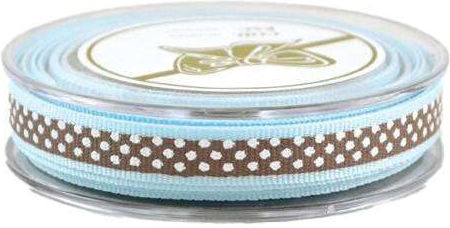 Zweifarbiges Polka-Dot-Grosgrainband 13mm 9m T499285 Altrosa