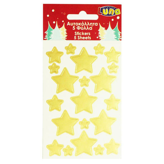 8x12cm Christmas Metallic Stickers Stars 3 Colors