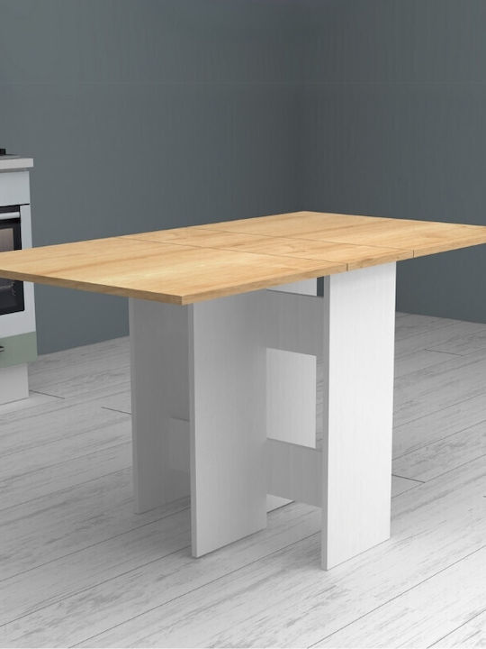 Pepe Table Kitchen Extendable Collapsible Wooden White - Natural Beech 56(+74)x77x75cm