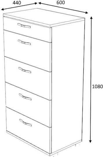 Συρταριέρα Κρεβατοκάμαρας Helia Φυσικό Οξιάς 60x44x108cm