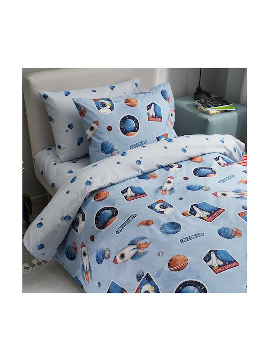 Vesta Home Single Cotton Fitted Sheet Apollo Blue 170x260cm