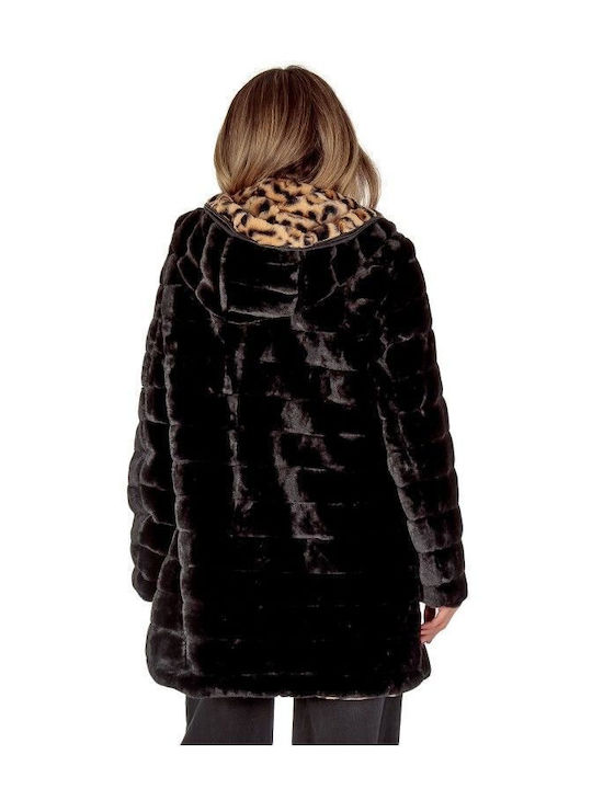 Silia D Women's Short Fur Animal Print