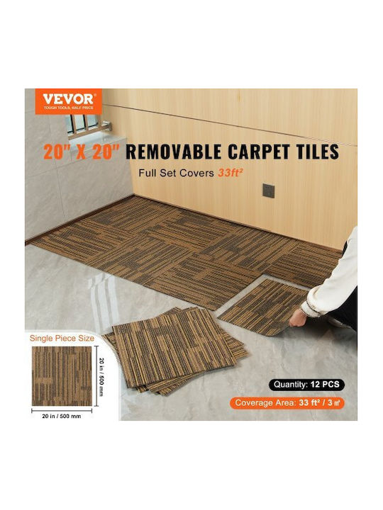 Vevor Carpet Tiles 20"x20" Built-in Padding 12 Pieces Brown Kcxfkdt2020ypi6hyv0