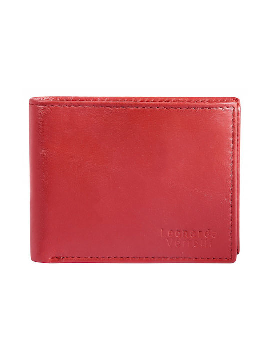 Leonardo Verrelli Set Men's Leather Wallet Red